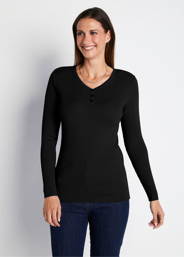 Pull encolure tunisienne avec laine mérinos Noir