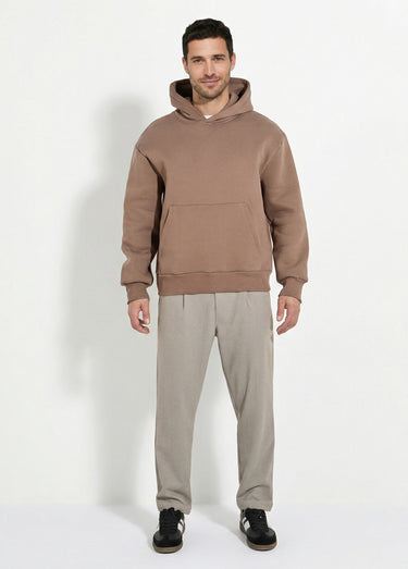 Sweat-shirt zippé molletonné à capuche Camel