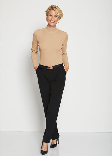 Pull col montant avec laine mérinos Camel