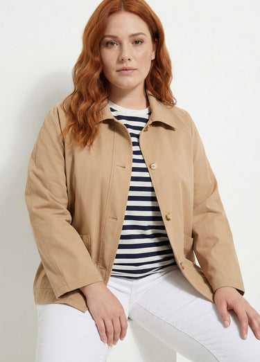 Trench court, doublure fantaisie Beige