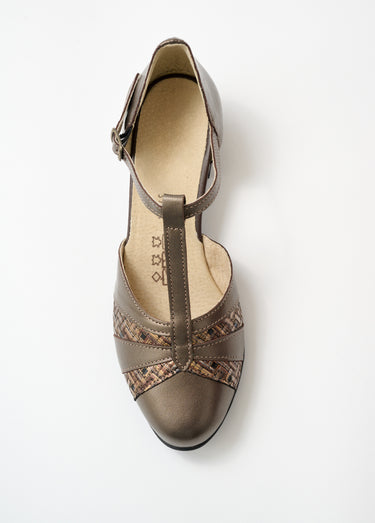 Escarpins bi-matière grande largeur Bronze