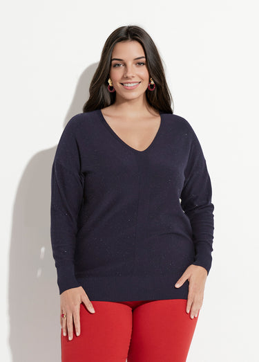 Pull maille fine jauge avec mini sequins Marine