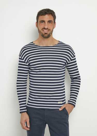 T-shirt marinière rayée manches longues Marine / Blanc