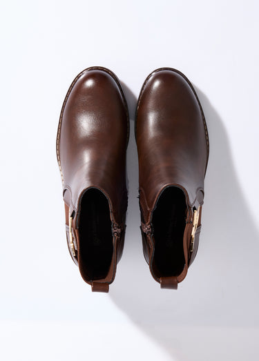 Boots bi matière avec semelle compensée Marron