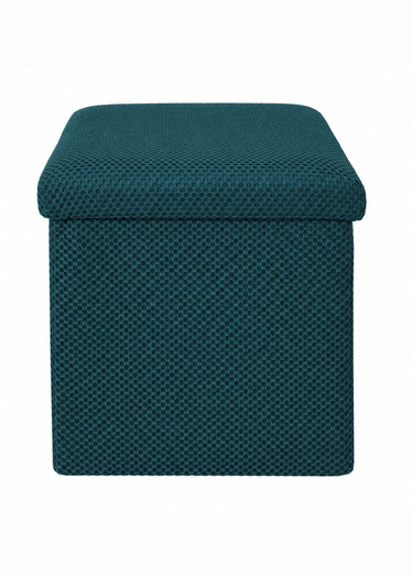 Pouf coffre pliable carré en mesh ATOME Bleu turquoise