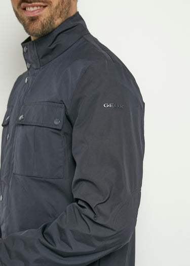 Veste col montant poches plaquées Marine