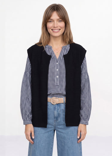 Gilet sans manches maille fantaisie Noir