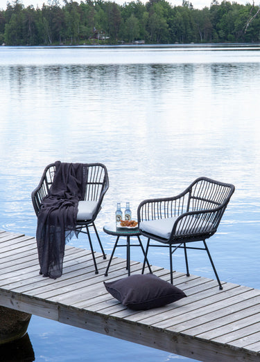 Set résine tressée Fauteuils + Table Noir