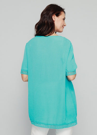 Tunique dentelle et macramé Vert