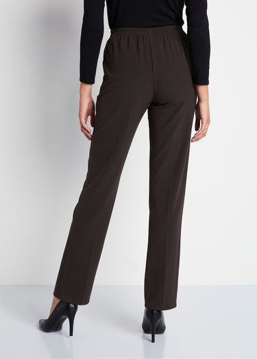 Pantalon droit taille semi-élastiquée Marron