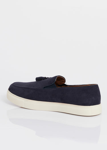 Mocassins compensés tendance en suédine Marine
