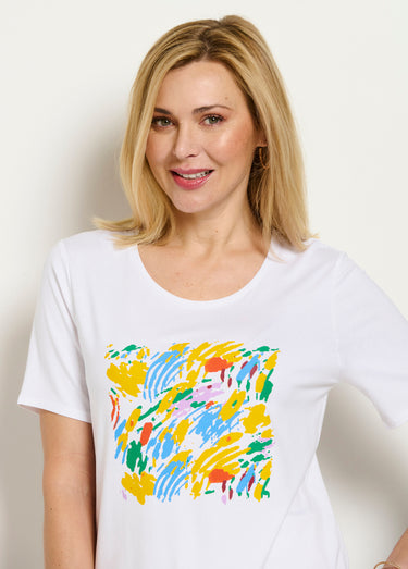 T-shirt manches courtes avec sérigraphie Fond Blanc