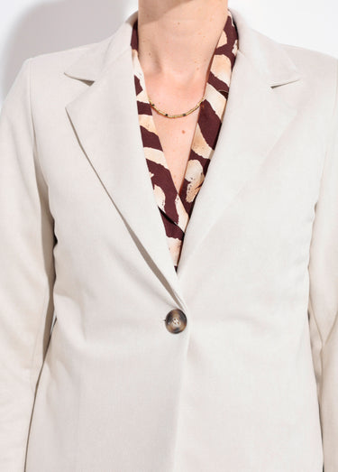 Veste col tailleur 1 bouton twill souple Ecru