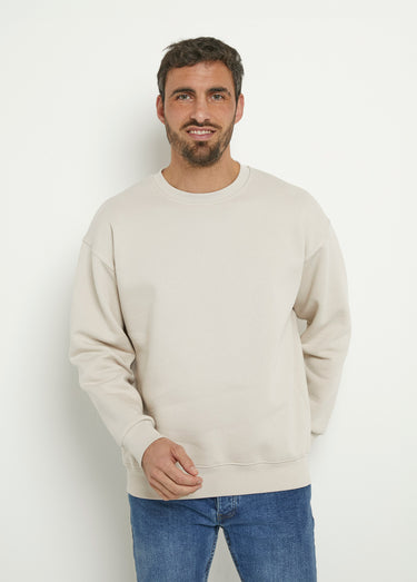 Sweat molletonné col rond manches longues Sable