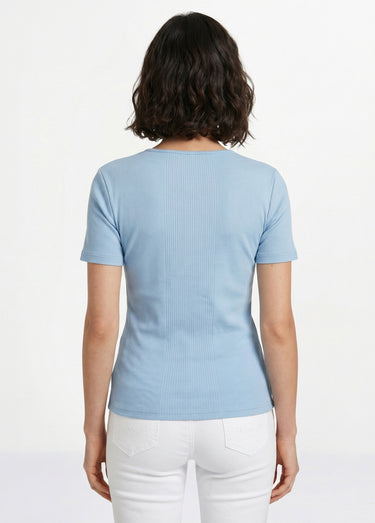 T-shirt coton côtelé col rond Ciel