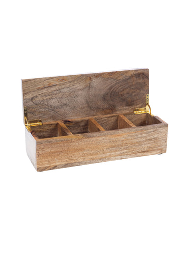 Boite à thé en bois de manguier Naturel