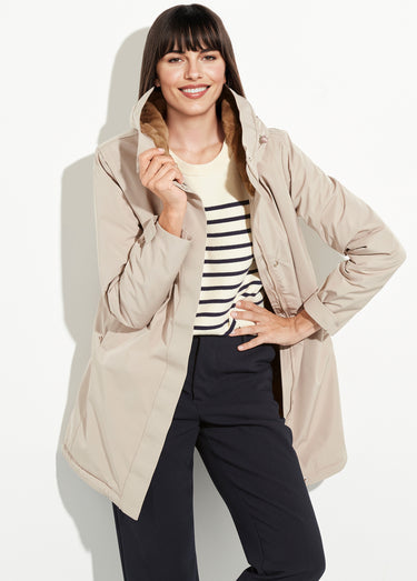 Parka chaude déperlante doublure fourrure Beige