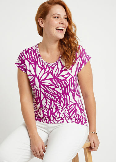T-shirt court motif graphique Cassis/Blanc