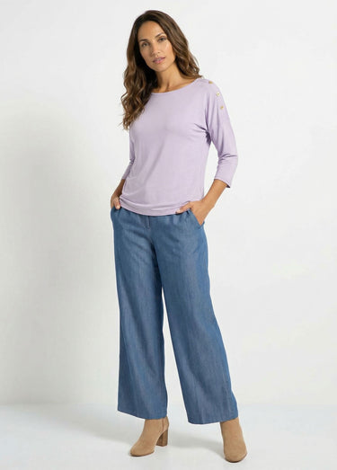 T-shirt marinière rayé manches 3/4 Uni Violet