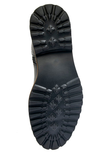 Bottes cavalières en cuir, talon plat Noir