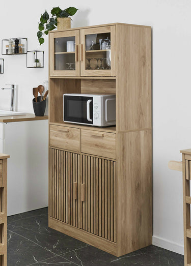 Buffet vaisselier en bois claustra Marron
