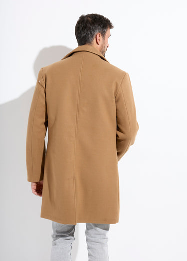 Manteau homme col tailleur en lainage Camel