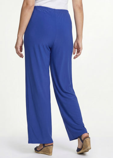 Pantalon fluide taille élastiquée maille Uni Bleu