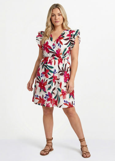Robe sans manches broderie anglaise Imprimé fond écru