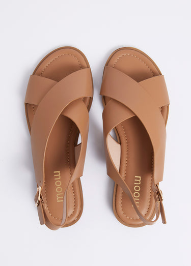 Sandales plates avec brides croisées Taupe