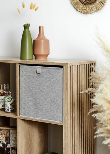 Cube de rangement pliable, tissu chiné Gris Clair