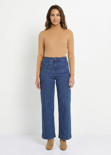 Jean large denim stretch Bleu Stone