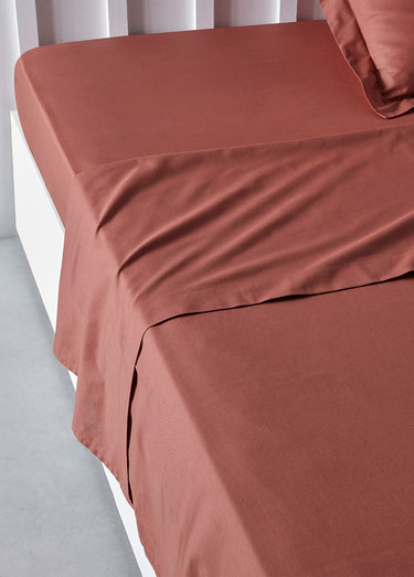 Drap plat coton uni Terracotta
