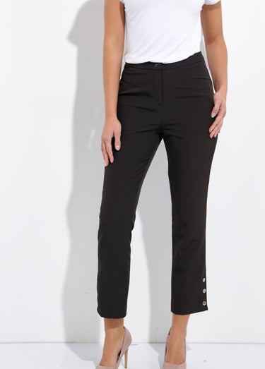 Pantalon droit 7/8e uni infroissable Noir