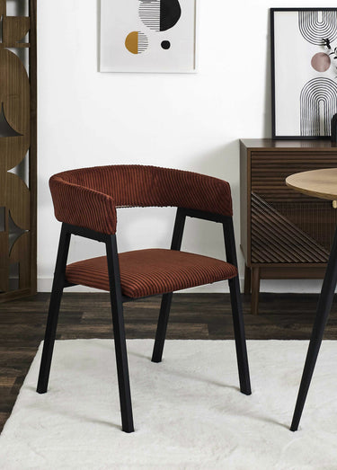 Fauteuils minimalistes velours cotelé 1T Terracotta / Noir