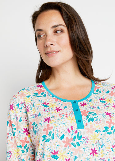 Chemise de nuit mi-longue manches longues Imprime Canard