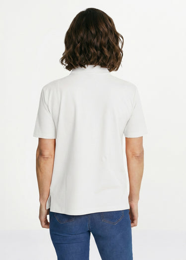 T-shirt maille piquée coton col polo Blanc