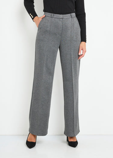 Pantalon structuré de ville maille milano unie Gris Anthracite