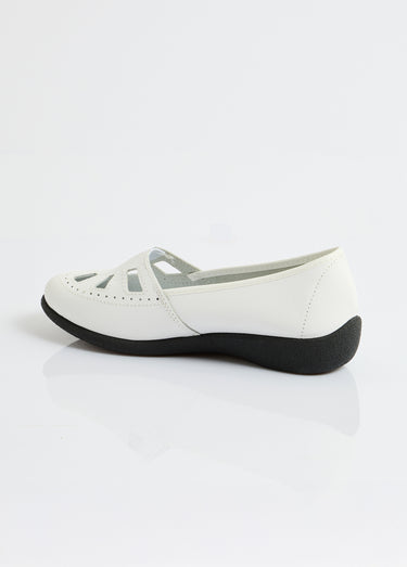 Mocassins cuir largeur confort élastiqué Blanc