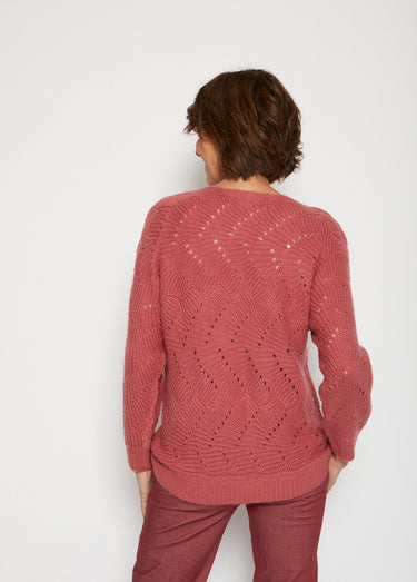 Pull manches chauve-souris maille fantaisie Rose