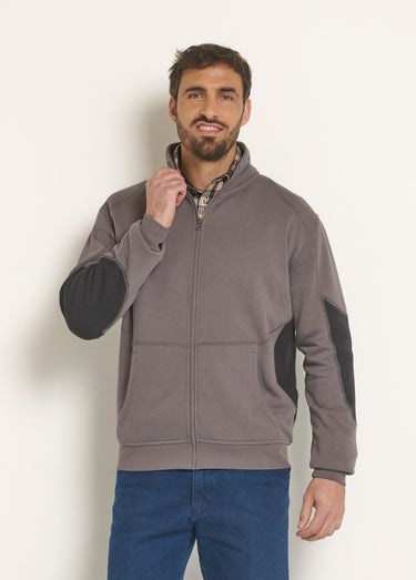 Sweat zippé confort col montant Gris