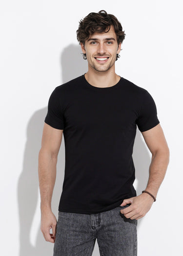 T-shirt col rond coupe ajustée Noir