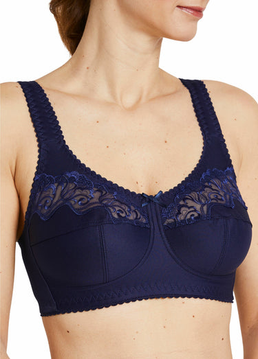Soutien-gorge sans armatures tulle brodé Bleu