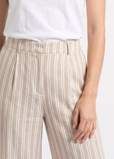 Pantalon large, rayures  métallisées Beige/Ecru