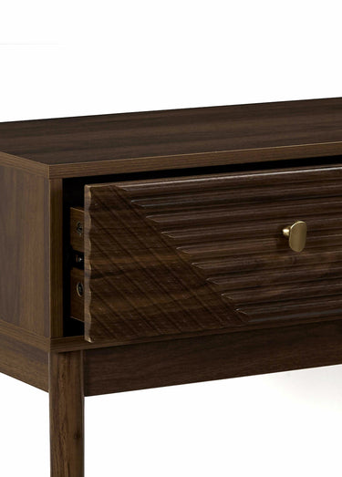 Console en bois foncé rainuré Marron