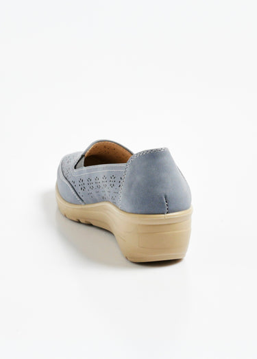 Mocassin ajouré confort élastiques côtés Bleu