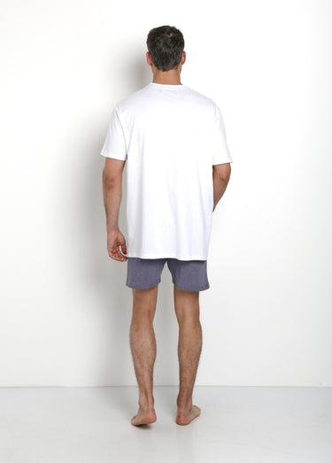 Pyjama manches courtes avec short Blanc/Gris
