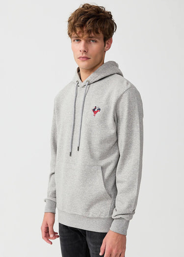 Sweat shirt kangourou à capuche, brodé Gris