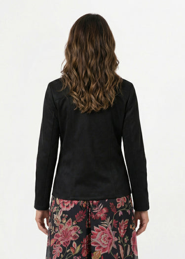 Blouson zippé tissu suédé velouté Noir