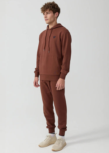 Sweat shirt à capuche poche kangourou Brun