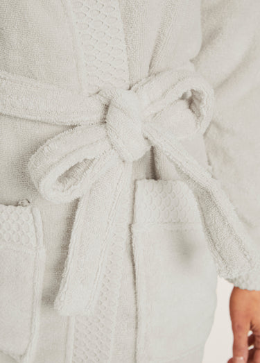 Peignoir éponge pur coton forme kimono Ivoire